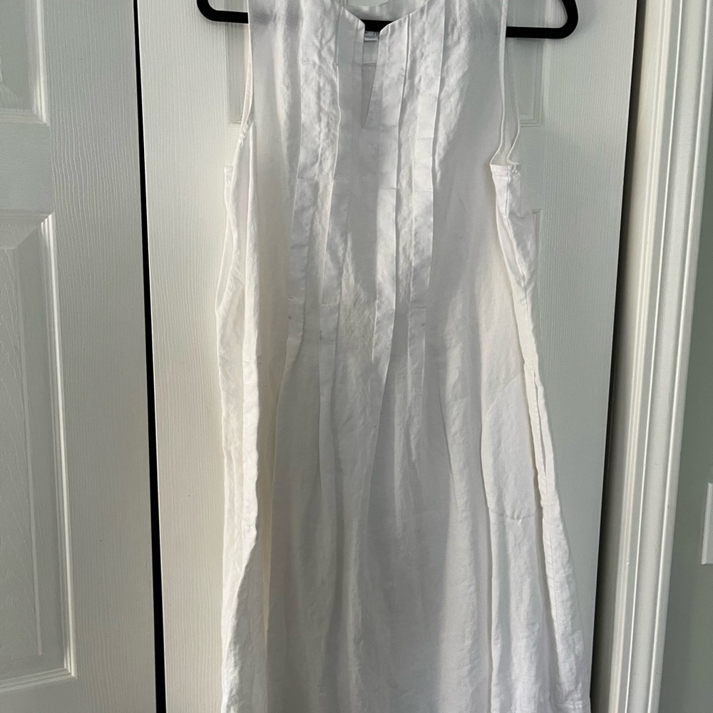 J Jill White Linen Midi Dress